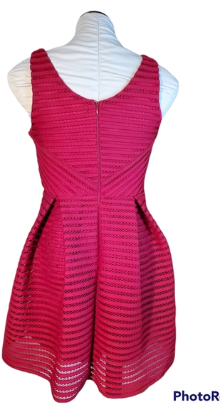 Flower by Charm's Paris Red Striped Mesh Mini Dress - Picture 4 of 8
